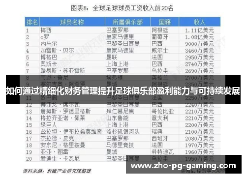 如何通过精细化财务管理提升足球俱乐部盈利能力与可持续发展